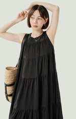 Load image into Gallery viewer, Tiered Tank Tent Dress in Black
