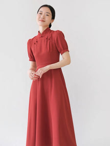 Valentina Cheongsum A-line Dress in Firecracker