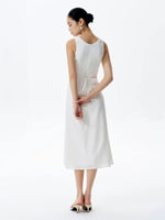 Load image into Gallery viewer, Embroidered Floral Mermaid Midi Dress in White
