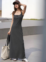 Load image into Gallery viewer, Button Tank Maxi Dress in Grey
