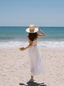 Double Tie Back Cami Maxi Dress in White