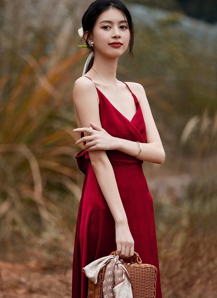 [Ready to Ship] Sandstone Tie Maxi Dress in Red