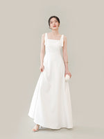 Load image into Gallery viewer, Long Shoulder Bow Gown in White

