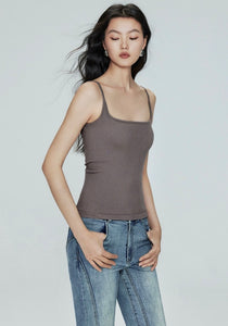 Padded Ribbed Square Neck Camisole [3 Colours]