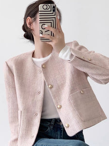 Pocket Tweed Jacket in Pink