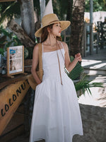 Load image into Gallery viewer, Double Tie Back Cami Maxi Dress in White
