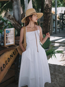 Double Tie Back Cami Maxi Dress in White