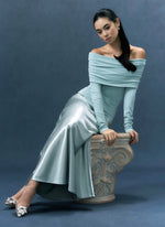 Load image into Gallery viewer, Off Shoulder Top// Satin Maxi Skirt [2 Colours]
