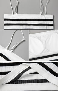 Padded Striped Camisole in White/Black