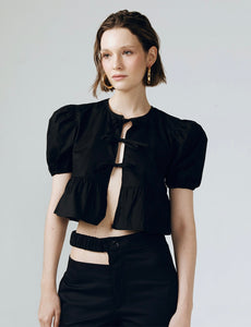 Flair Ribbon Top in Black