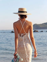 Load image into Gallery viewer, Lace Detail Cross Back Dress in White- M
