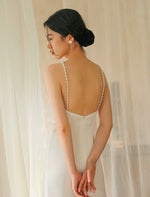 Load image into Gallery viewer, Drop Back Beaded Halter Gown in White
