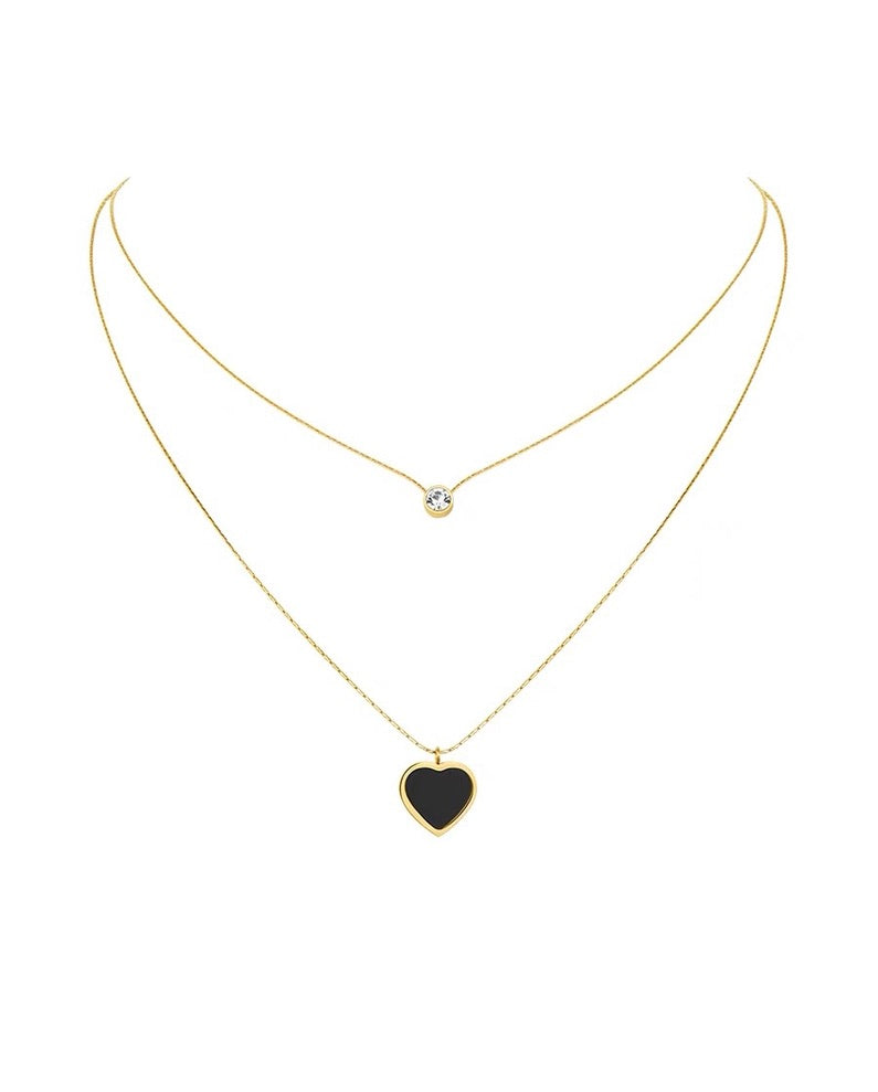 Double Chain Heart Diamante Necklace