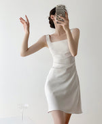 Load image into Gallery viewer, Square Neck Sheen Mini Dress in White
