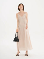 Load image into Gallery viewer, Pleated V Cami Maxi Dress in Cream
