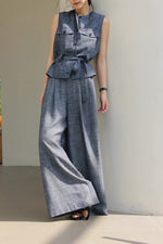 Load image into Gallery viewer, Utility Vest Top // Trousers in Blue Set
