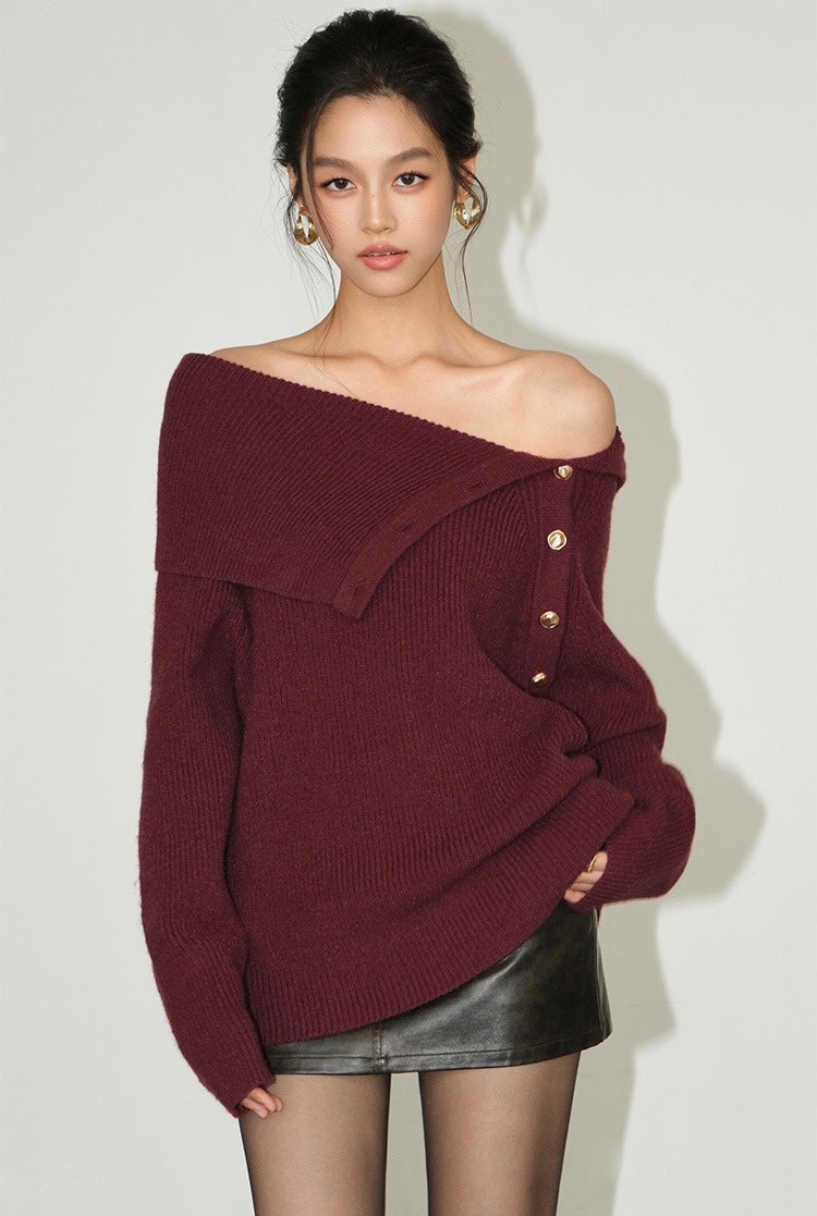 2-Way Button Knit Sweater [3 Colours]