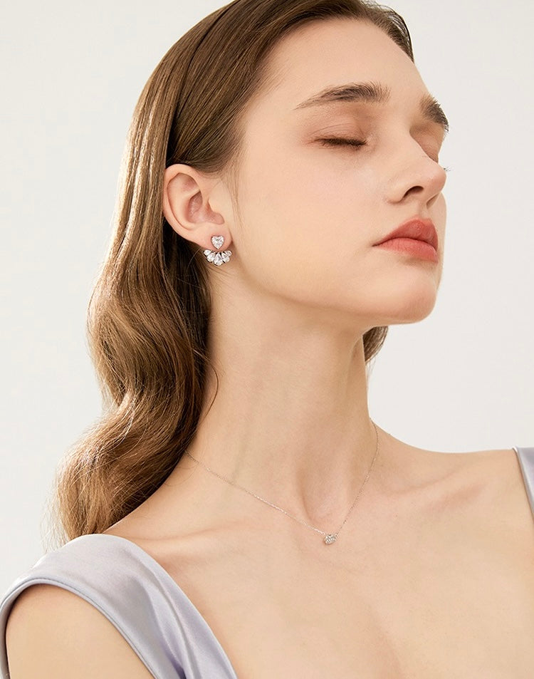 Diamante Tear Drop Cluster Earrings