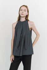 Load image into Gallery viewer, [Ready to Ship] Korean Nekeu Ribbon Tie Tent Top in Ink Grey
