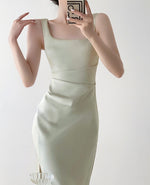 Load image into Gallery viewer, Square Neck Sheen Midi Dress in Green
