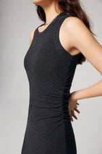Load image into Gallery viewer, Side Shirring Maxi Tank Dress in Grey
