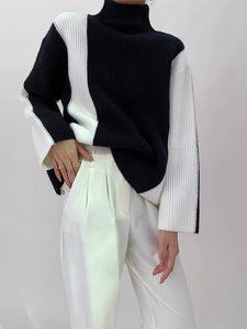 Ribbed Turtleneck Duo Relaxed Sweater