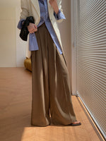 Load image into Gallery viewer, High Waist Wide Flare Leg Hook Trousers in Khaki
