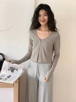 Load image into Gallery viewer, Camisole + Clasp Cardigan Set in Greige
