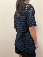 Load image into Gallery viewer, Korean Knit Polo Top in Navy
