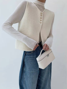 Knitted Sleeveless Vest in Cream