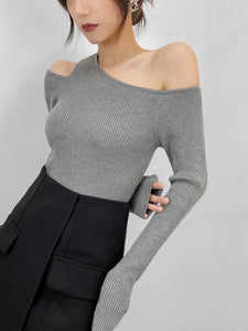 Toga Cutout Knit Top in Grey