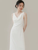 Load image into Gallery viewer, Drape Sleeveless Dress in White
