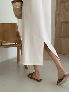 Korean Sleeveless Maxi Dress in Cream