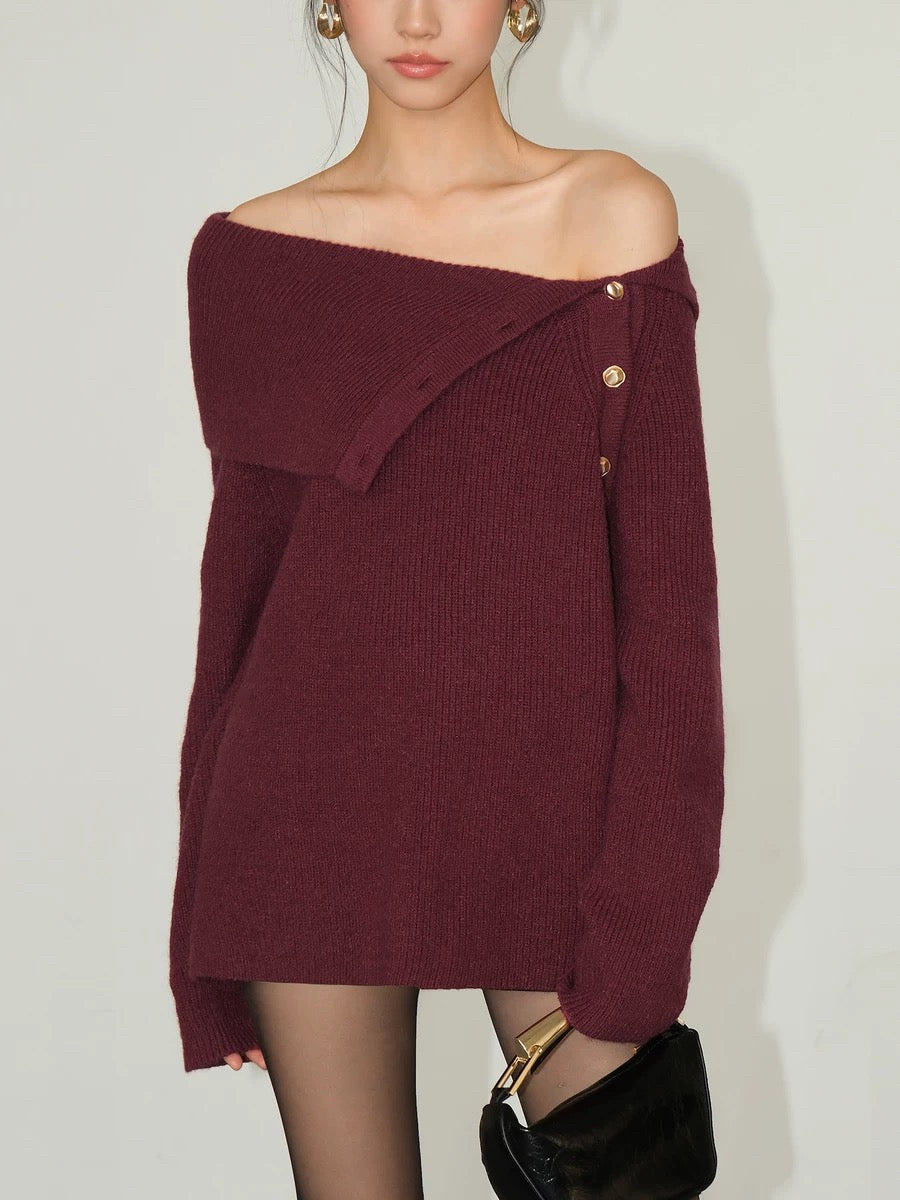 2-Way Button Knit Sweater [3 Colours]