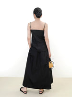 Load image into Gallery viewer, Peplum Camisole + Maxi Skirt Set in Black
