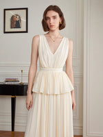 Load image into Gallery viewer, Peplum Top + Maxi Skirt Set in Cream
