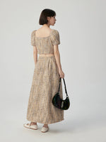 Load image into Gallery viewer, Tweed Cropped Blouse + Maxi Pocket Skirt in Khaki
