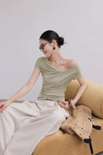 Load image into Gallery viewer, Tencel Blend Asymmetric Gathered Top [4 Colours]
