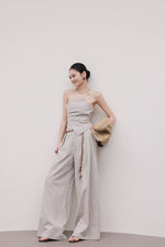 Load image into Gallery viewer, Linen Striped Bustier Top // Trousers Set in Grey

