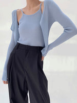 Load image into Gallery viewer, Cami + Open Cardigan Set in Blue
