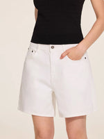 Load image into Gallery viewer, Wide Leg Denim Shorts in White
