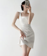 Load image into Gallery viewer, Square Neck Sheen Mini Dress in White
