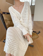 Load image into Gallery viewer, Oversized Laser Cut Knit Cardigan in Cream
