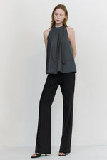 Load image into Gallery viewer, [Ready to Ship] Korean Nekeu Ribbon Tie Tent Top in Ink Grey
