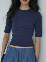 Load image into Gallery viewer, Melange Mid Sleeve Knit Top [2 Colours]
