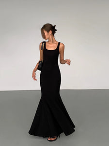 Mermaid Maxi Stretch Dress in Black