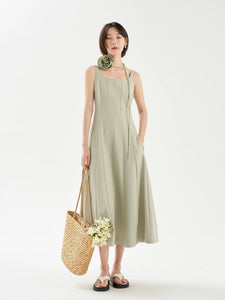 2-Way Line Cami Pocket Dress in Green