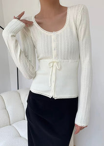 Fine Knit Ribbon Top [3 Colours]