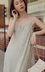 Load image into Gallery viewer, Textured Cami Midi Slip Dress in Silver
