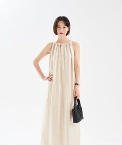 Gathered Ribbon Tie Tent Dress [2 Colours]